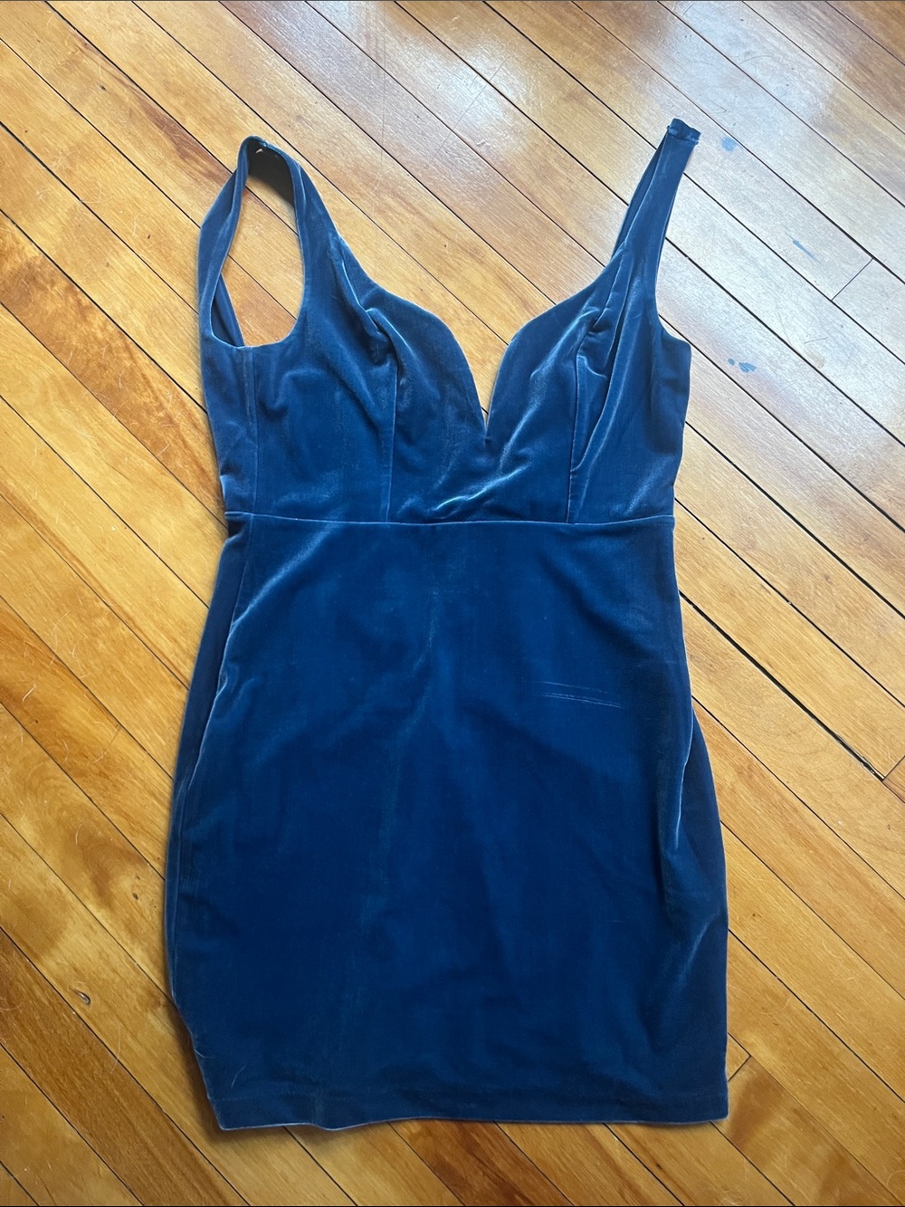 Express Navy Velvet V-Neck Dress